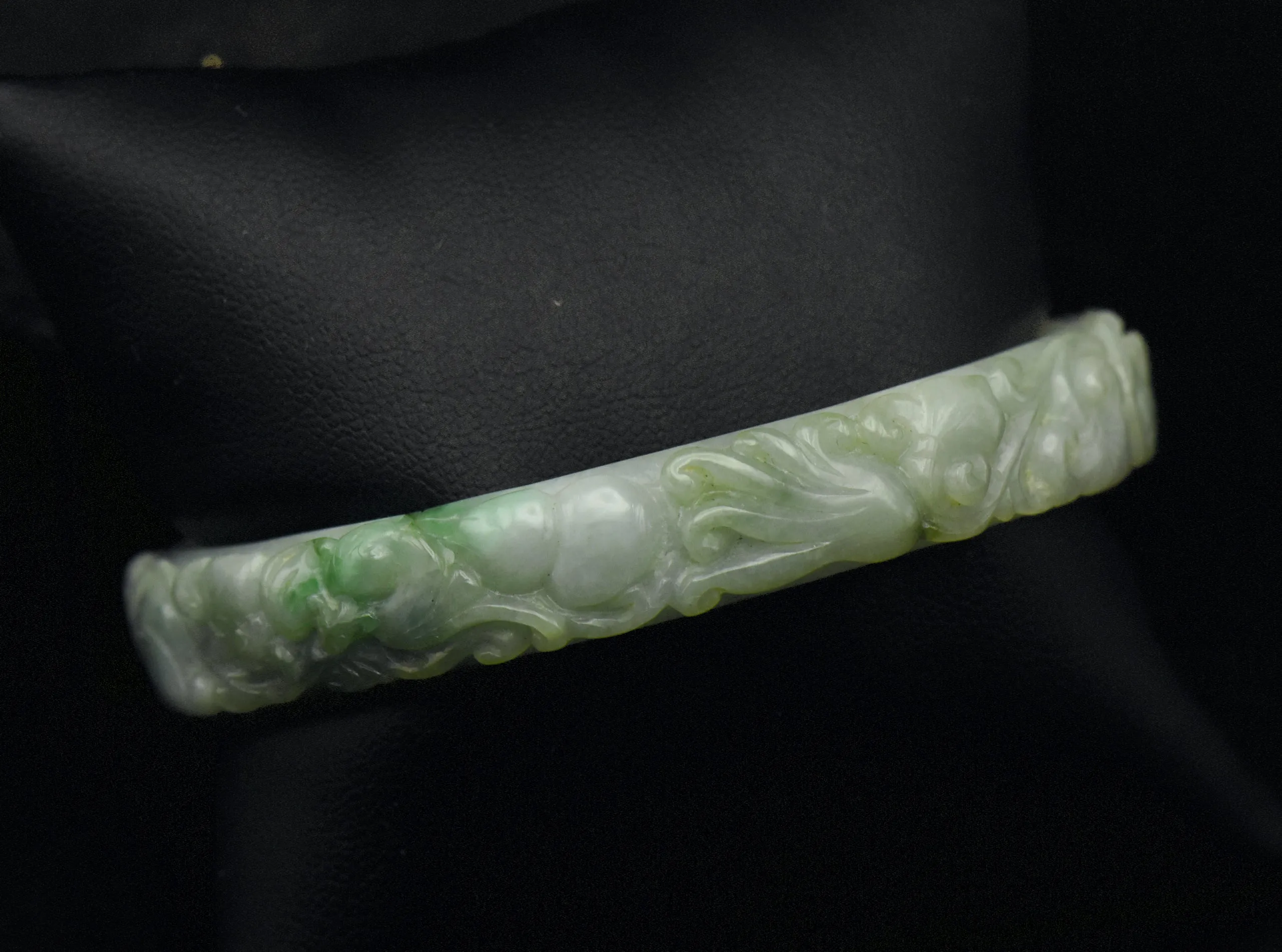 Vintage Carved Jade Bangle Bracelet