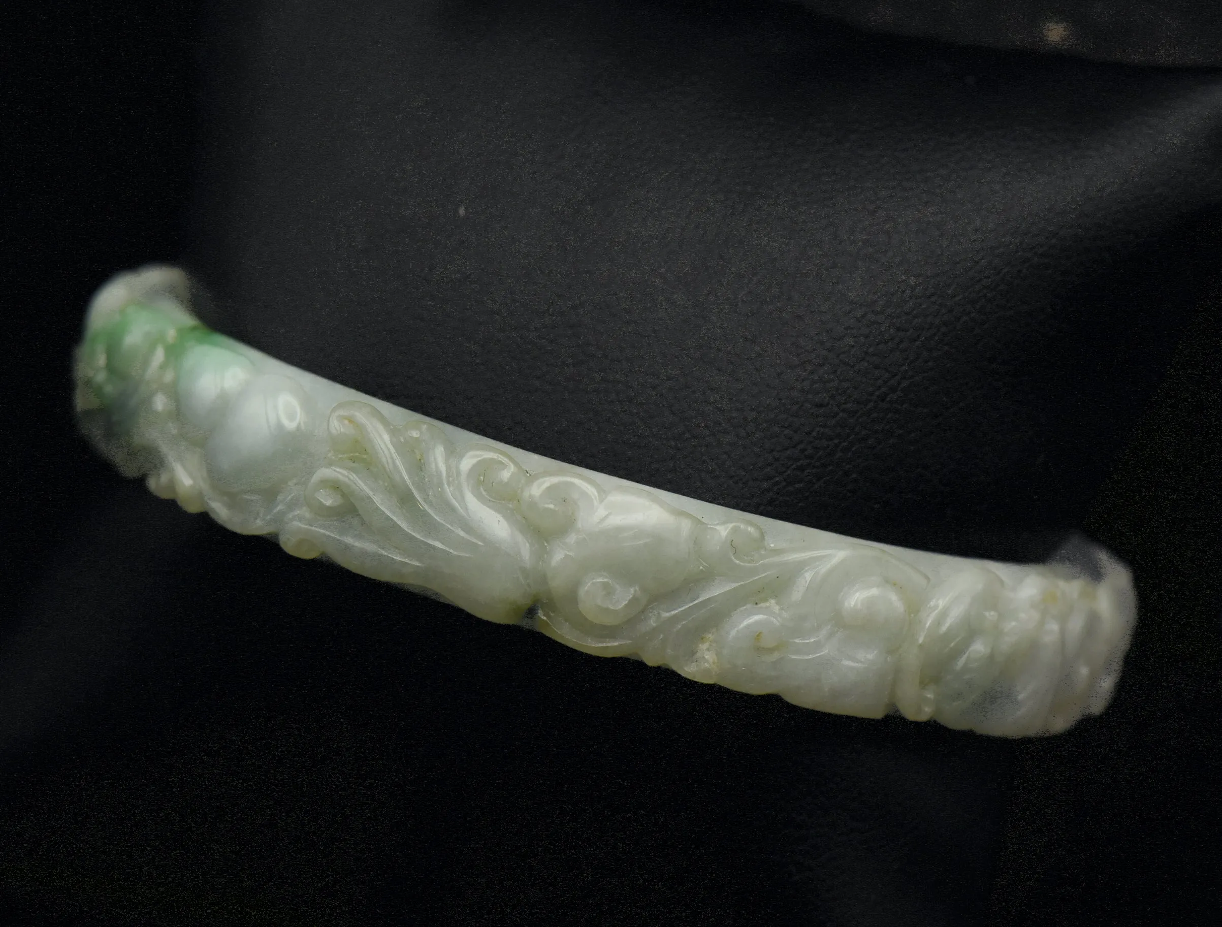 Vintage Carved Jade Bangle Bracelet