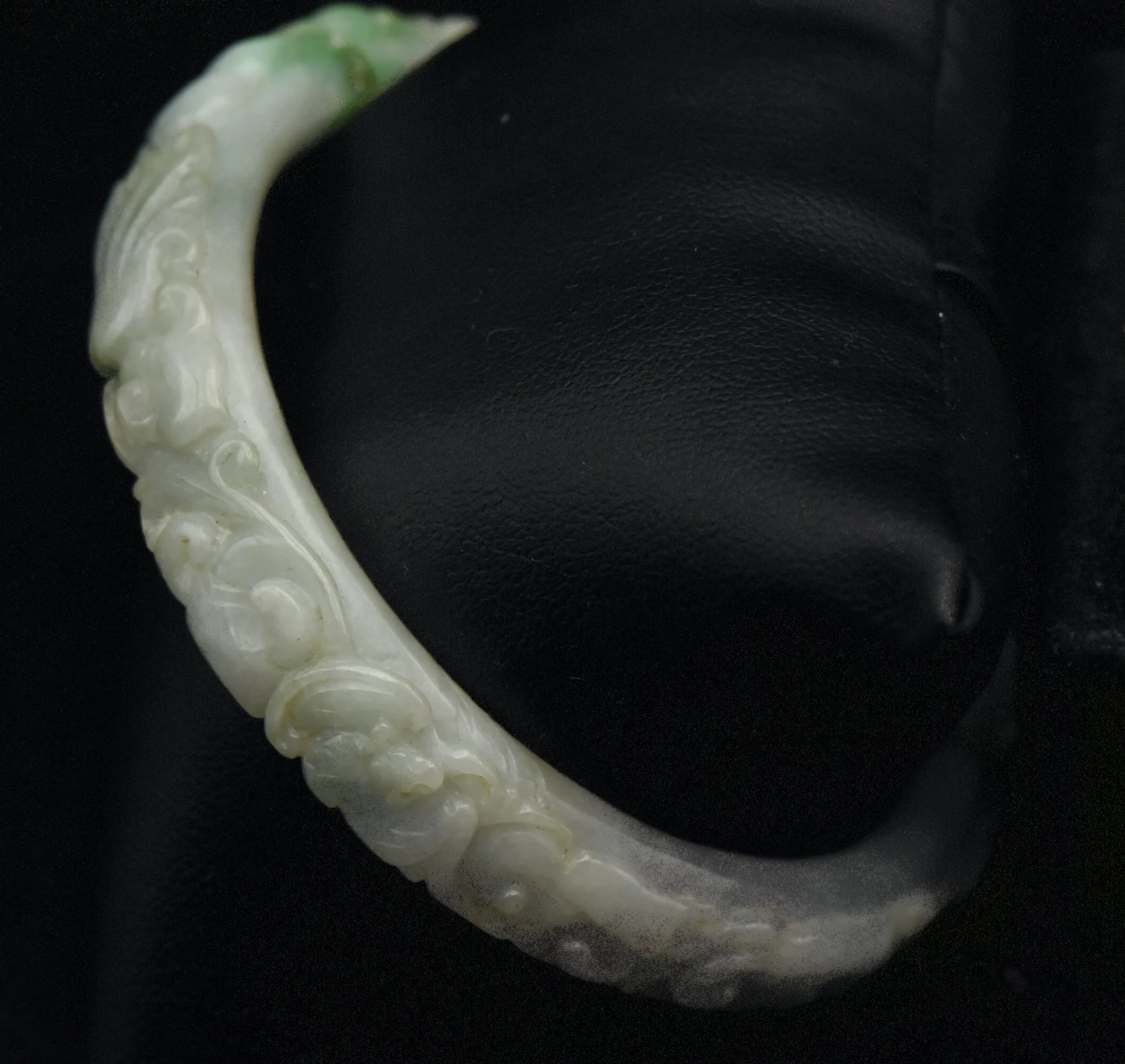 Vintage Carved Jade Bangle Bracelet