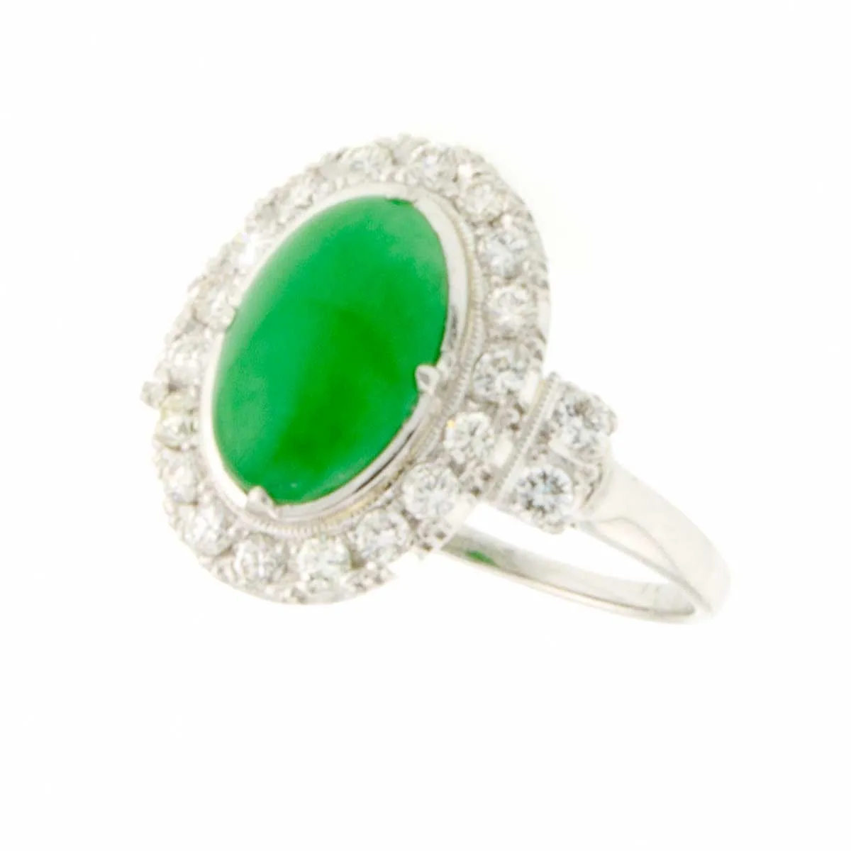 Vintage Platinum 3.09ct Jade & Diamond Ring