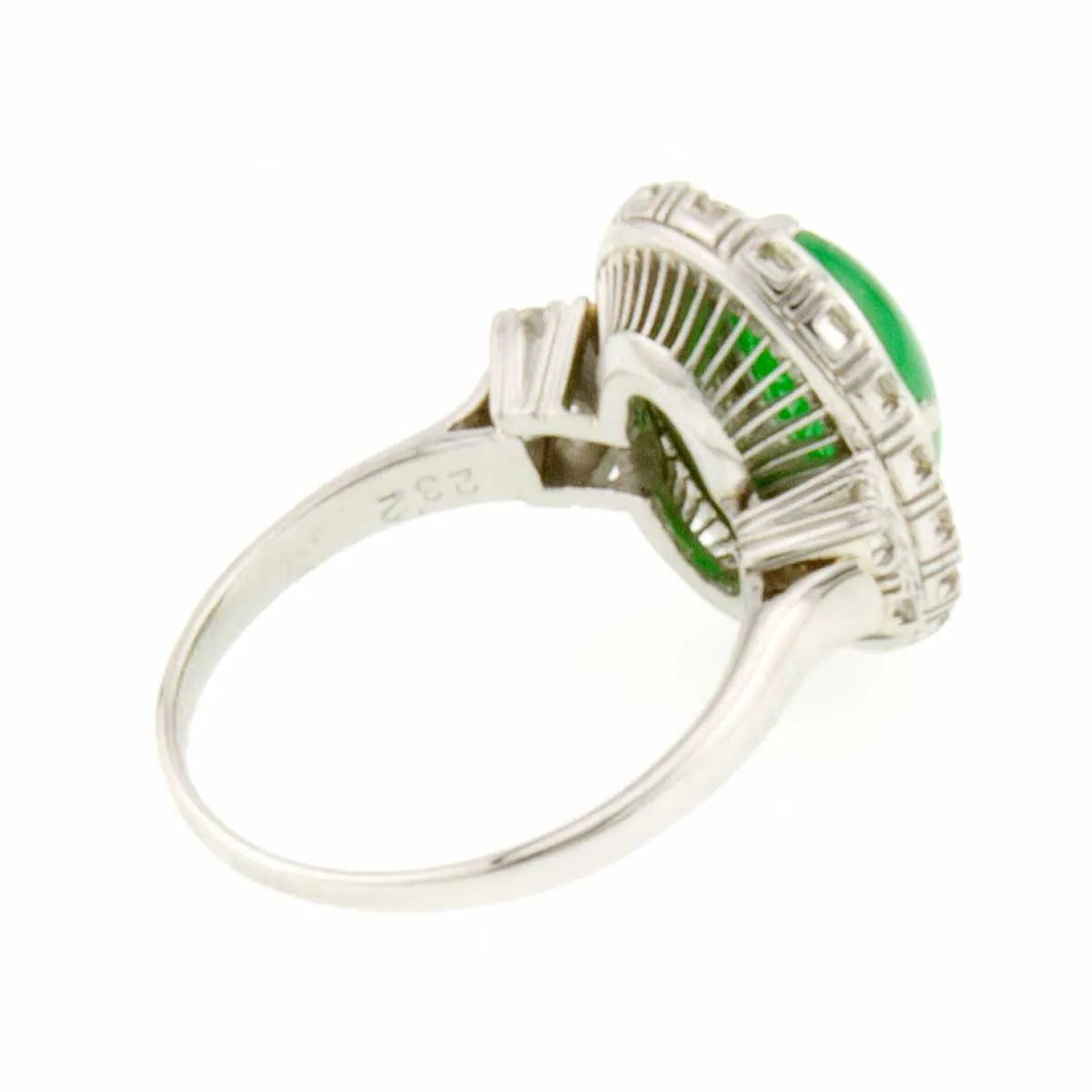 Vintage Platinum 3.09ct Jade & Diamond Ring