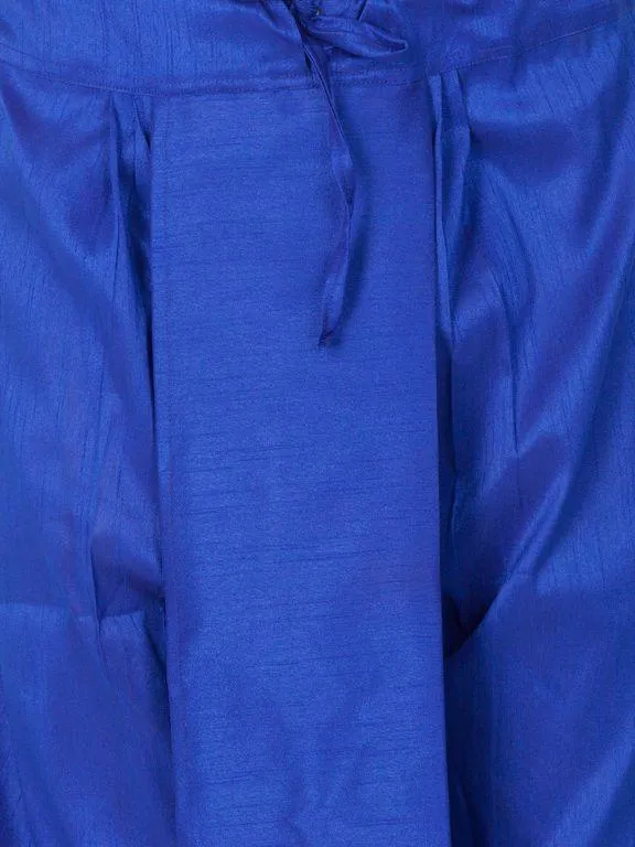 VM By VASTRAMAY Men's Blue Cotton Silk Blend Dhoti