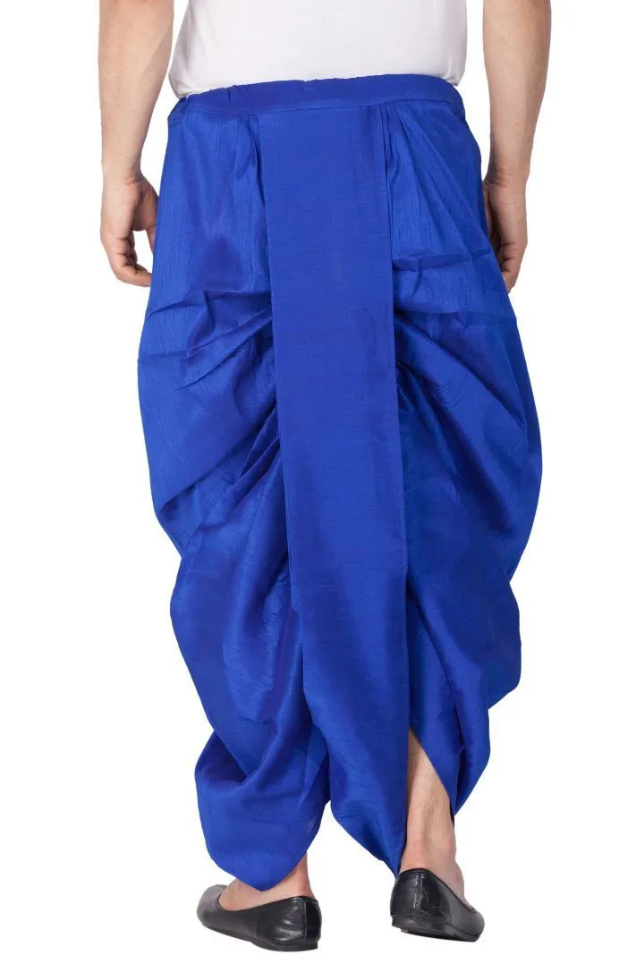 VM By VASTRAMAY Men's Blue Cotton Silk Blend Dhoti