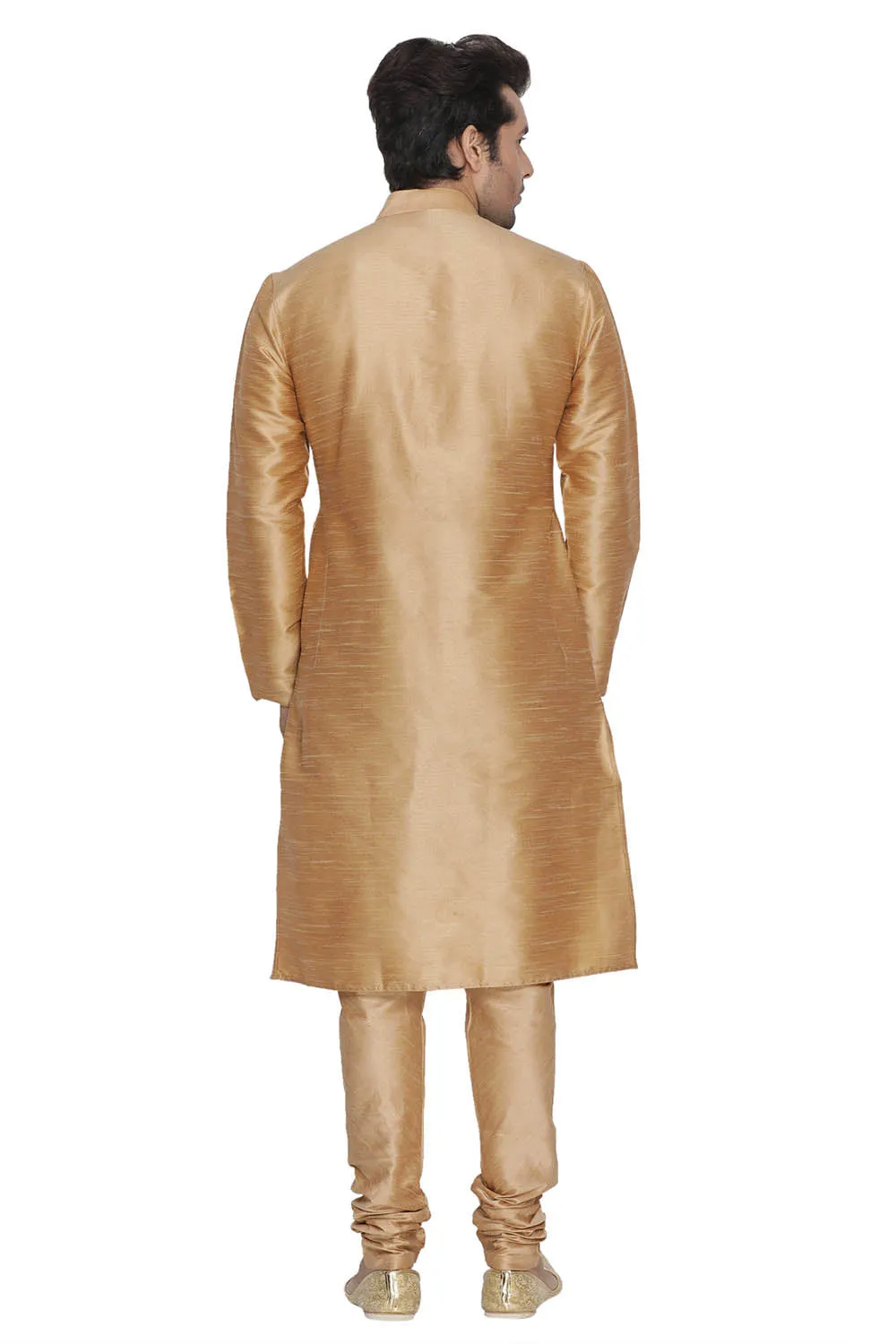 VM By VASTRAMAY Men's Gold Cotton Silk Blend Kurta, Pyjama & Dupatta Set