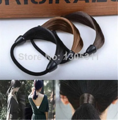 Women Straight Braid Wig Elastic Hair B  Rope Scrunchie invisible hairpiece Ponytail Hairb  Girl Hairpieces SM6