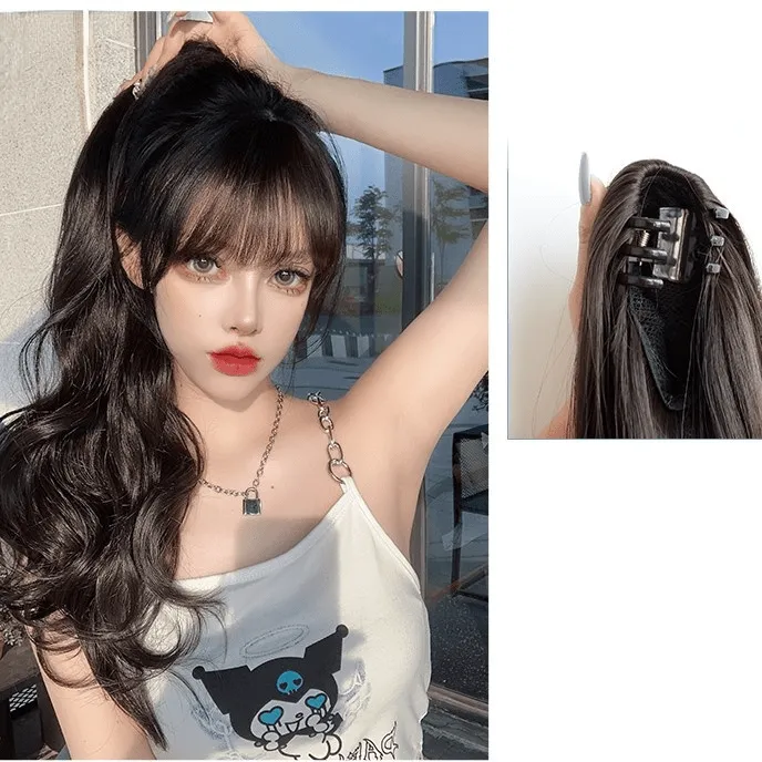 Women's Deep Wave Long Ponytail Synthetics Hair Wig