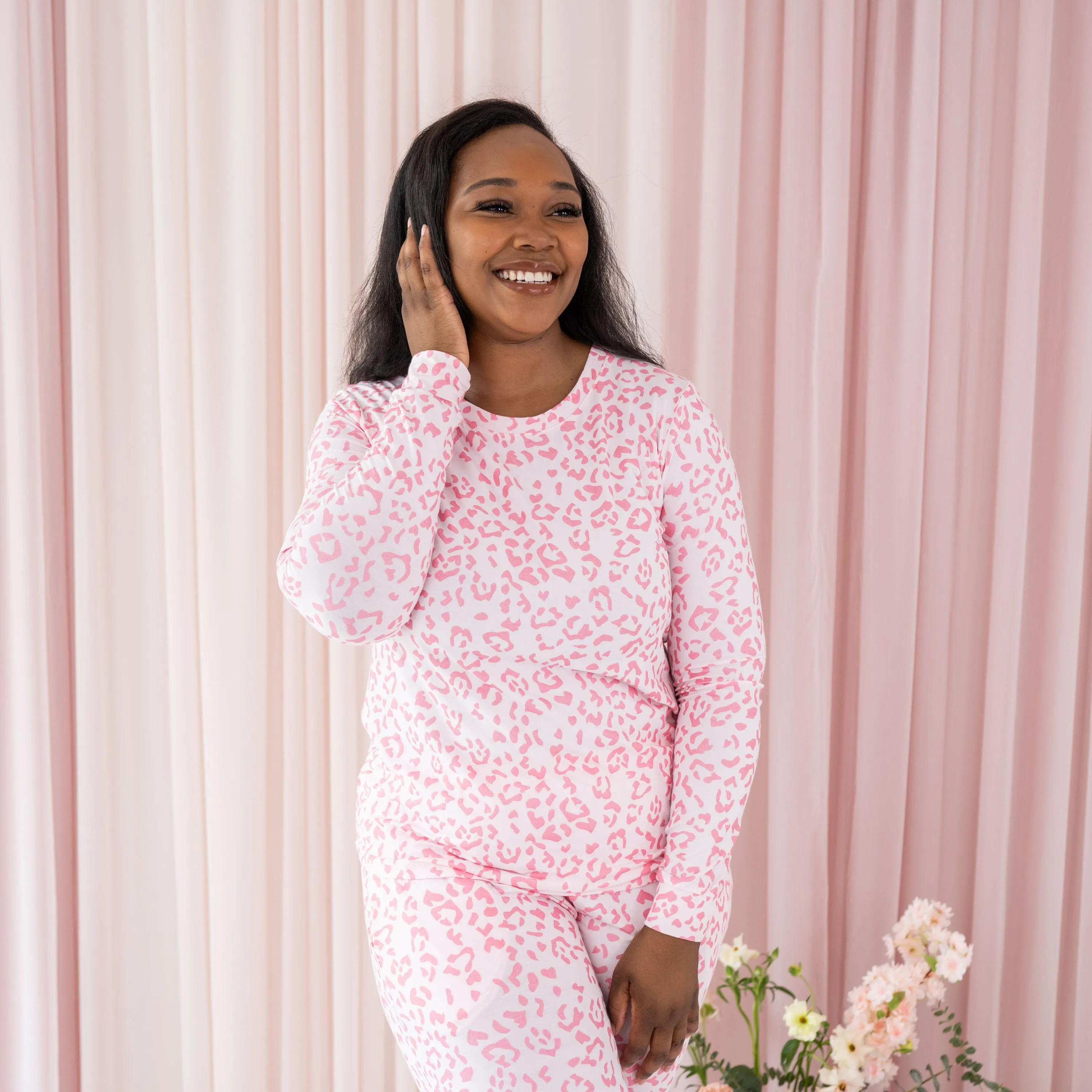 Women's Jogger Pajama Set in Sakura Leopard