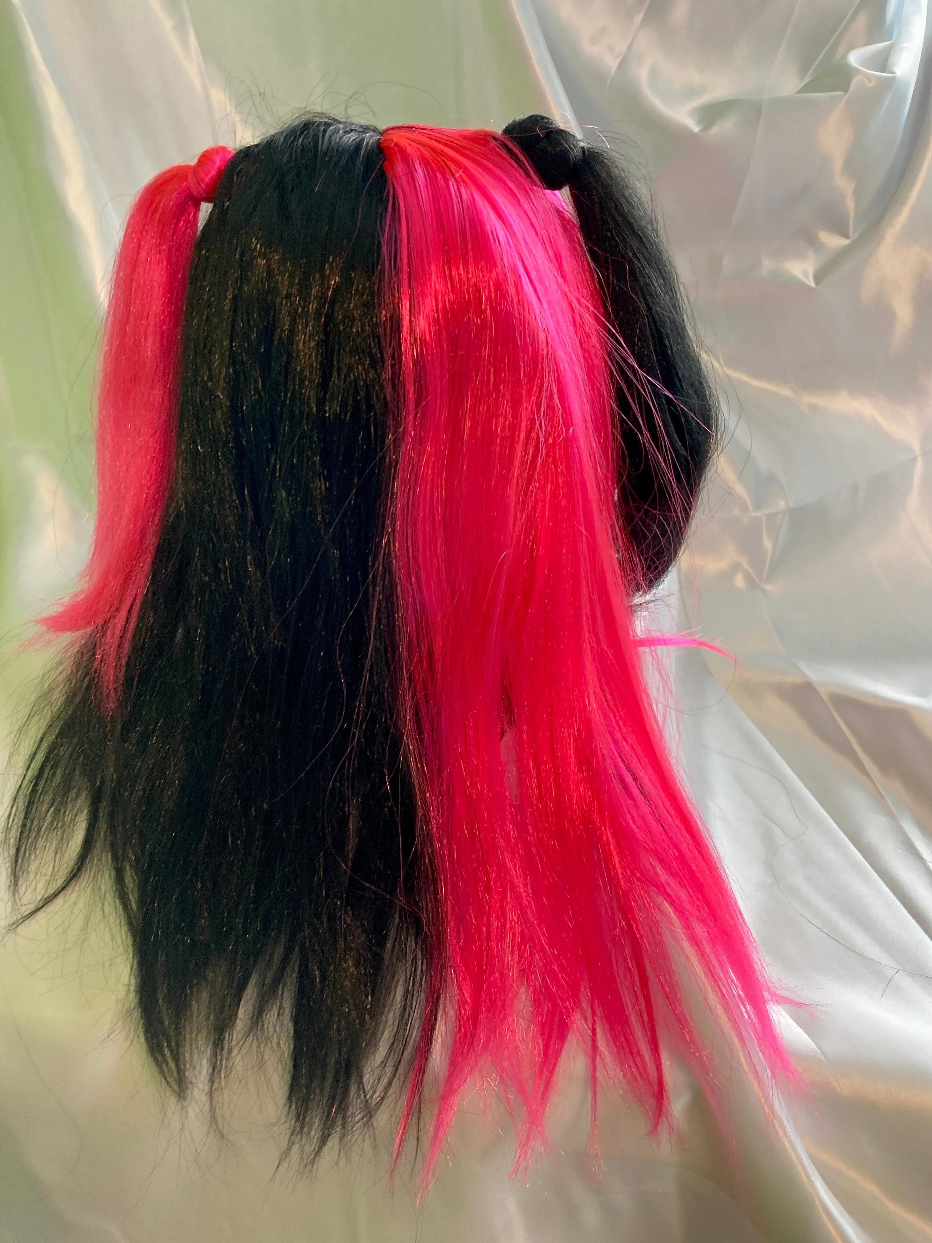 Women's Sweetheart Clown Wig Neon Pink & Black