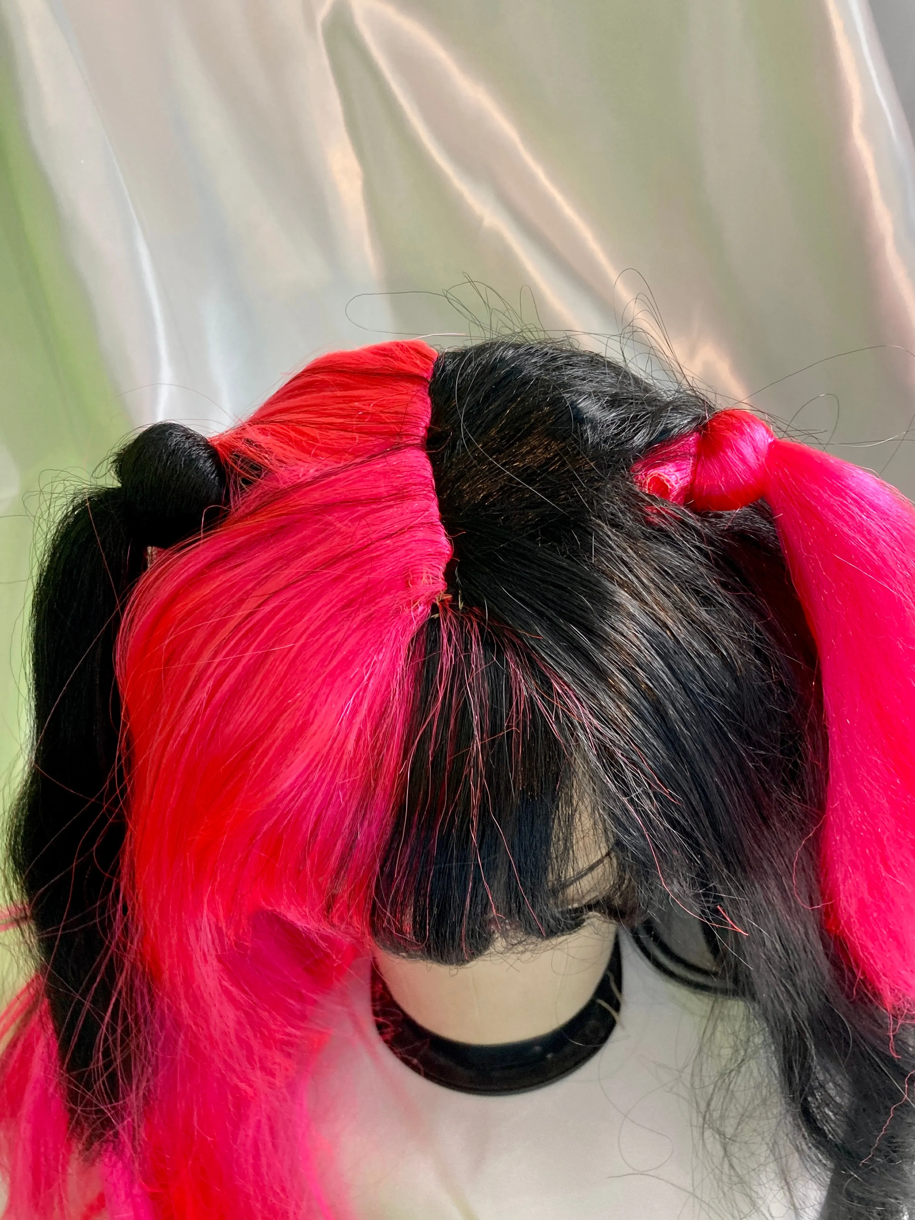 Women's Sweetheart Clown Wig Neon Pink & Black